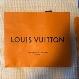Louis Vuitton Shopping Orange Bag with Black Lettering